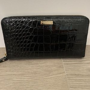 Kate Spade Black Faux Croc Patent Leather Wallet